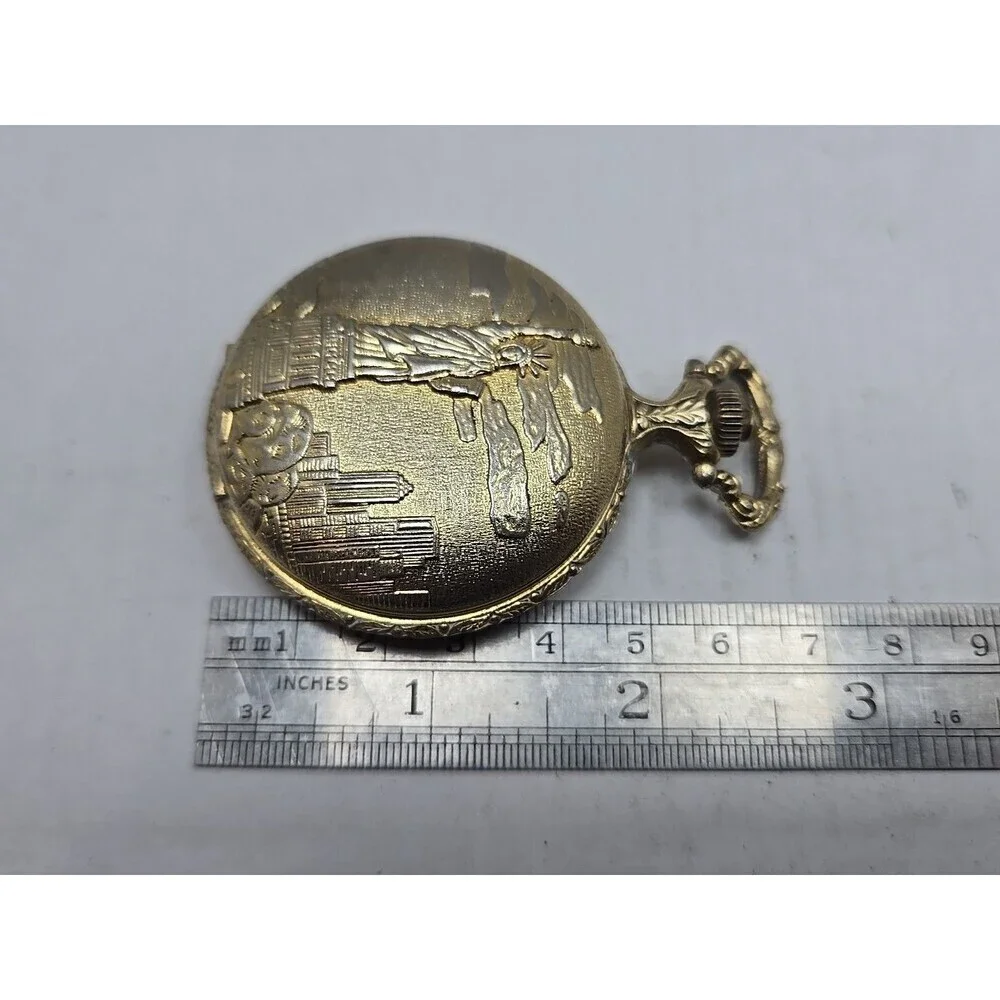 Statue Of Liberty Sutton Pocket Watch Quartz Commemorative 1886 1986 New Battery